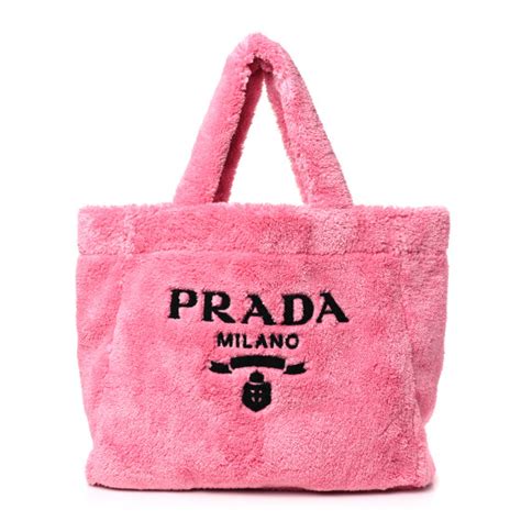 PRADA Terry Cloth Tote Bag Petalo Black 